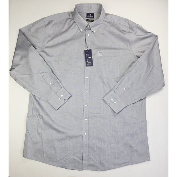 Stafford X-Tall Size 19 38-39 Mens Grey Button Down Long Sleeve Non Iron Oxford - Picture 1 of 10